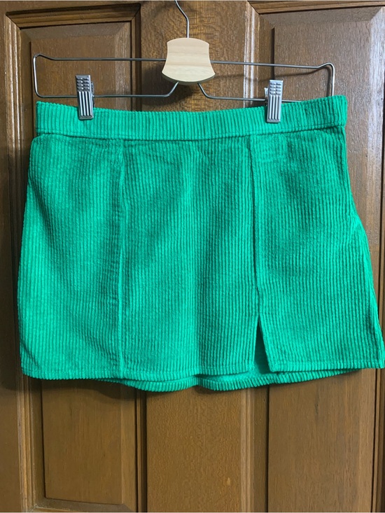 aerie Dresses & Skirts - aerie Bright Green Corduroy Mini Skirt with Front Slit